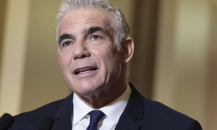 Hebrew newspaper: From the “Budapest Bath.” Father: Are we used to breaking our vows, Lapid?