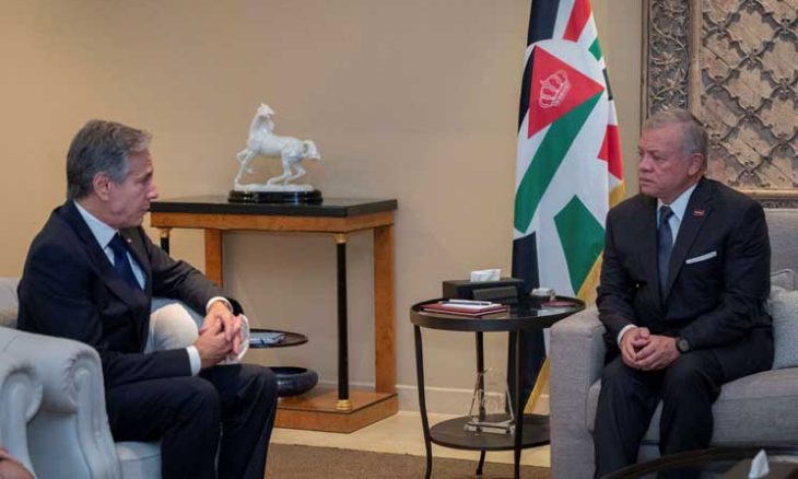 ヨルダン国王、首都アンマンでアントニー・ブリンケン米国務長官と会談
